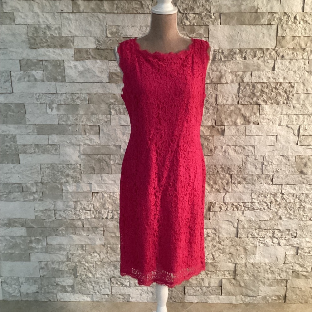 Adrianna Papell Hot Pink Lace Sheath Dress